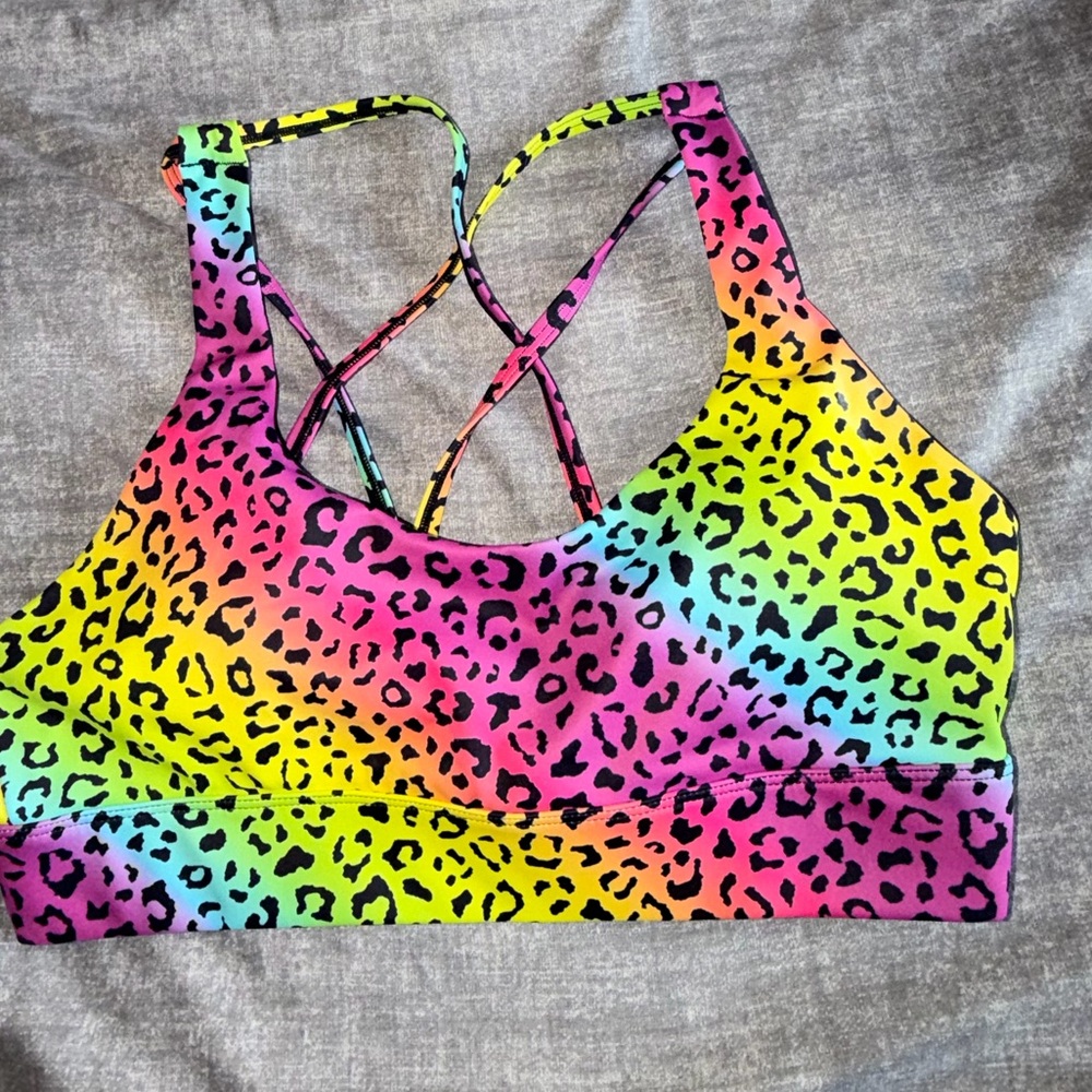 ZYIA Neon Leopard Light n Tight Strappy Bra